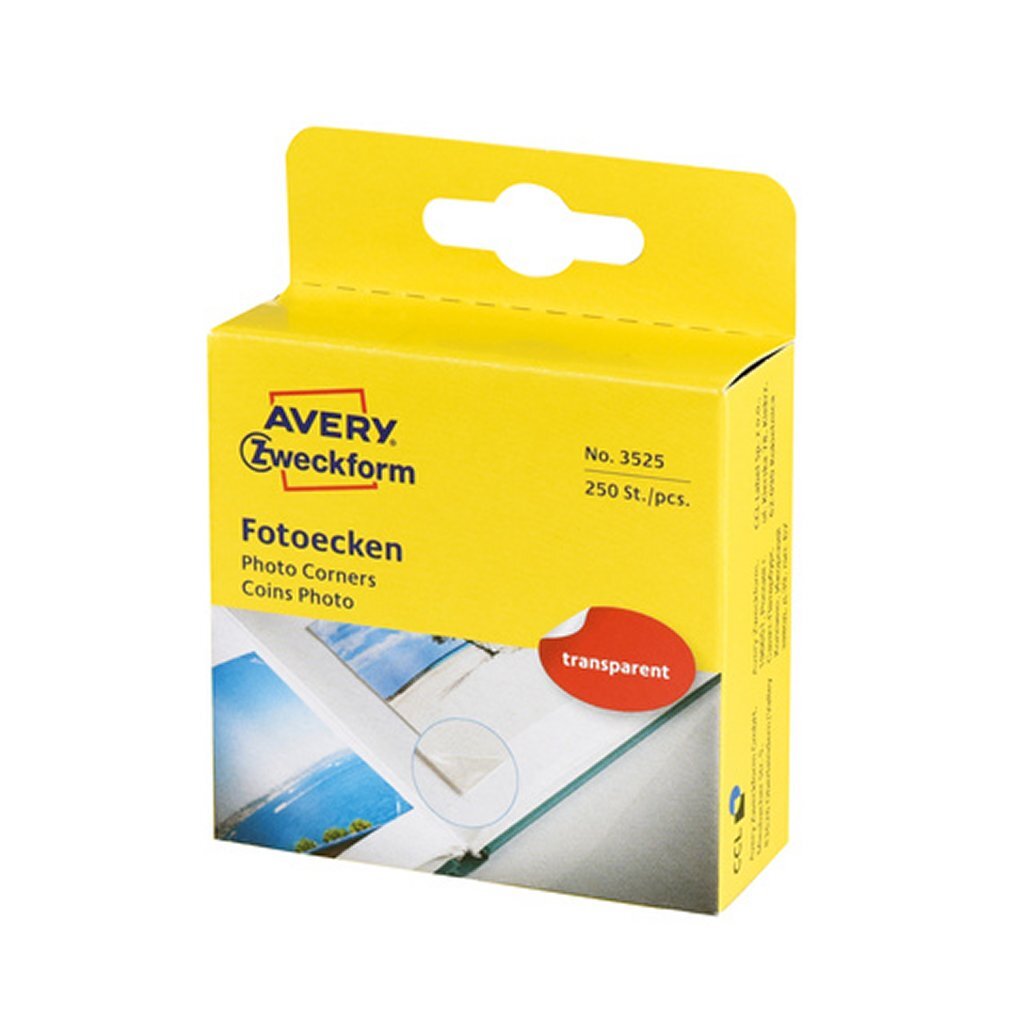 Avery AV-3525 Zweckform Photo Corners 19x17 mm 250 kusů průhledný