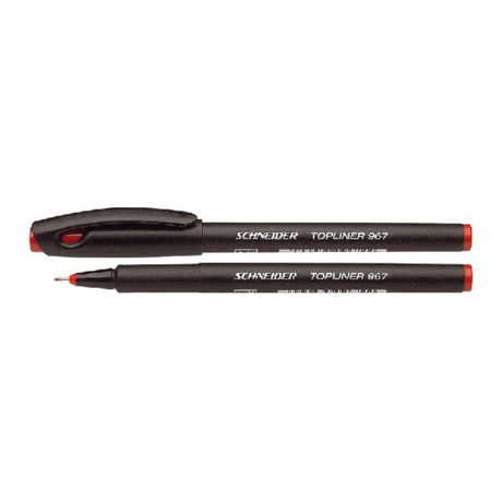 Schneider fineliner - topliner 967 - lijnbreedte 0,4 mm - rood - doos a 10 stuks - s-9672