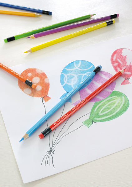 Faber-castell kleurpotloden - met gum - uitgumbaar - 12 stuks - fc-116612
