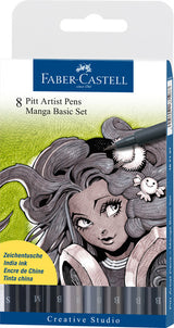 Faber-castell tekenstift - pitt artist pen - manga - basic - 8-delig - fc-167107