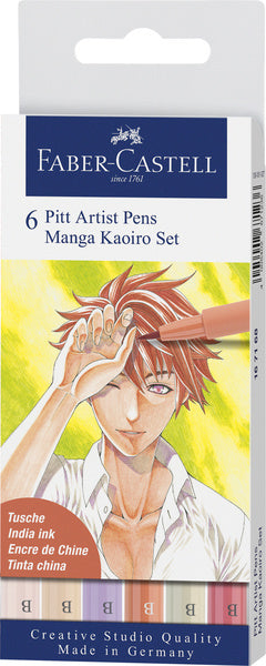 Faber Castell FC-167168 Drawing Pin Faber-Castell Pitt Artist Pen Manga 6 pièces Endui Kaoiro