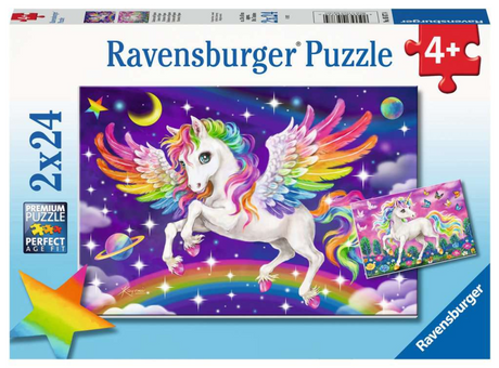 Ravensburger puzzel eenhoorn en pegasus, 2x24st.