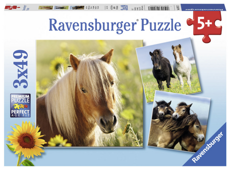 Ravensburger puzzel schattige pony's - 3x49 stukjes - kinderpuzzel