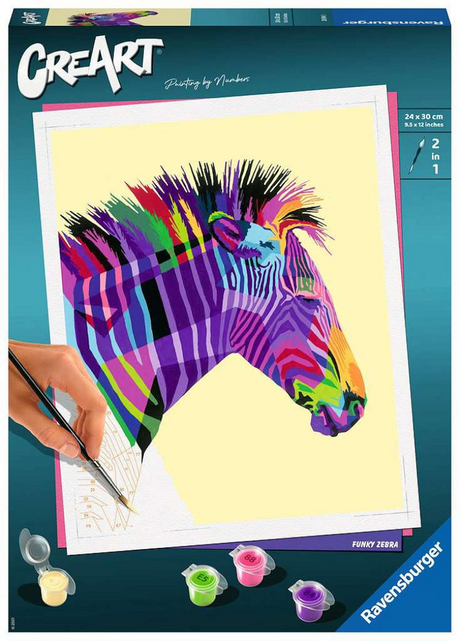 Ravensburger creart zebra - schilderen op nummer voor volwassenen - hobbypakket