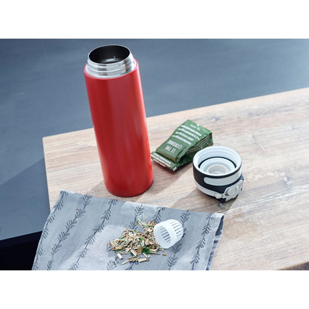 Leifheit thermosbeker flip - 600 ml - rvs - rood