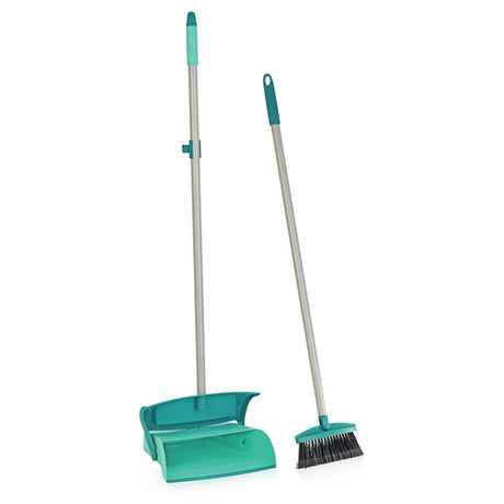 Leifheit mariaset stoffer en blik met lange steel - incl. gesloten blik - handveger - turquoise - grijs