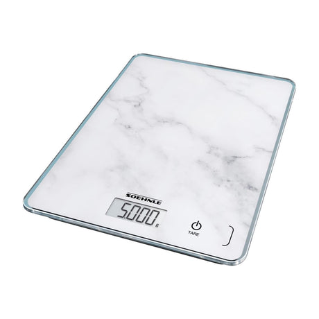 Soehnle keukenweegschaal compact 300 - digitaal - 1 gram nauwkeurig - tot 5 kg - marmerlook - wit
