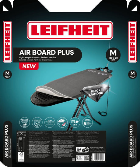 Leifheit strijkplank air board m - compact plus - 120 x 38 - zwart