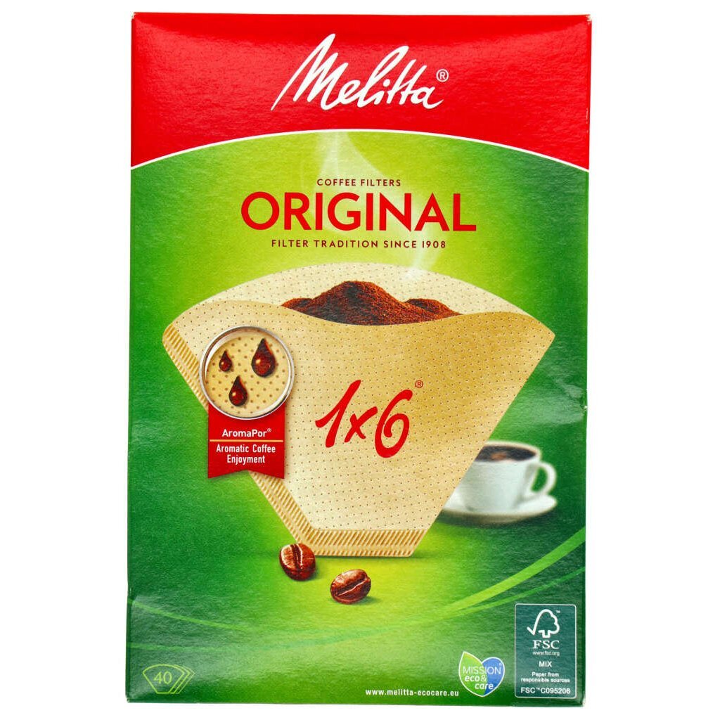 Melitta melitta filtros 1x6 40 piezas marrón