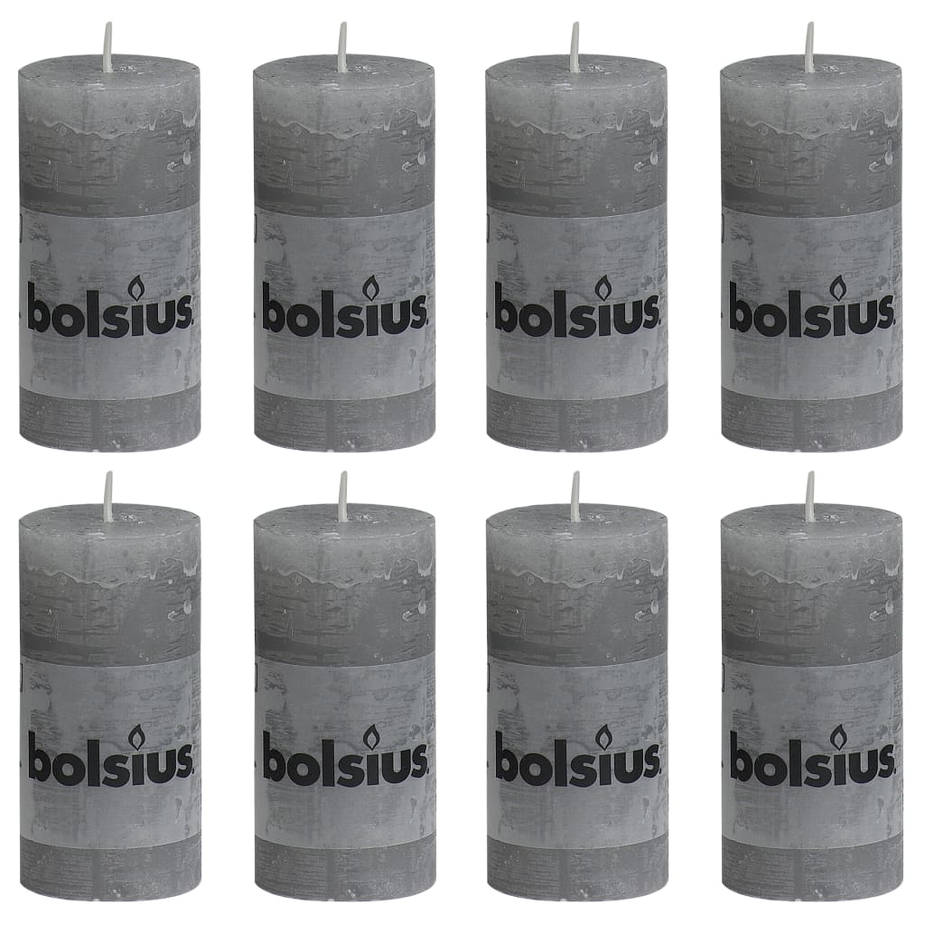 Bolsius Bolsius Rustic Candles 8 St 100x50 mm lysegrå