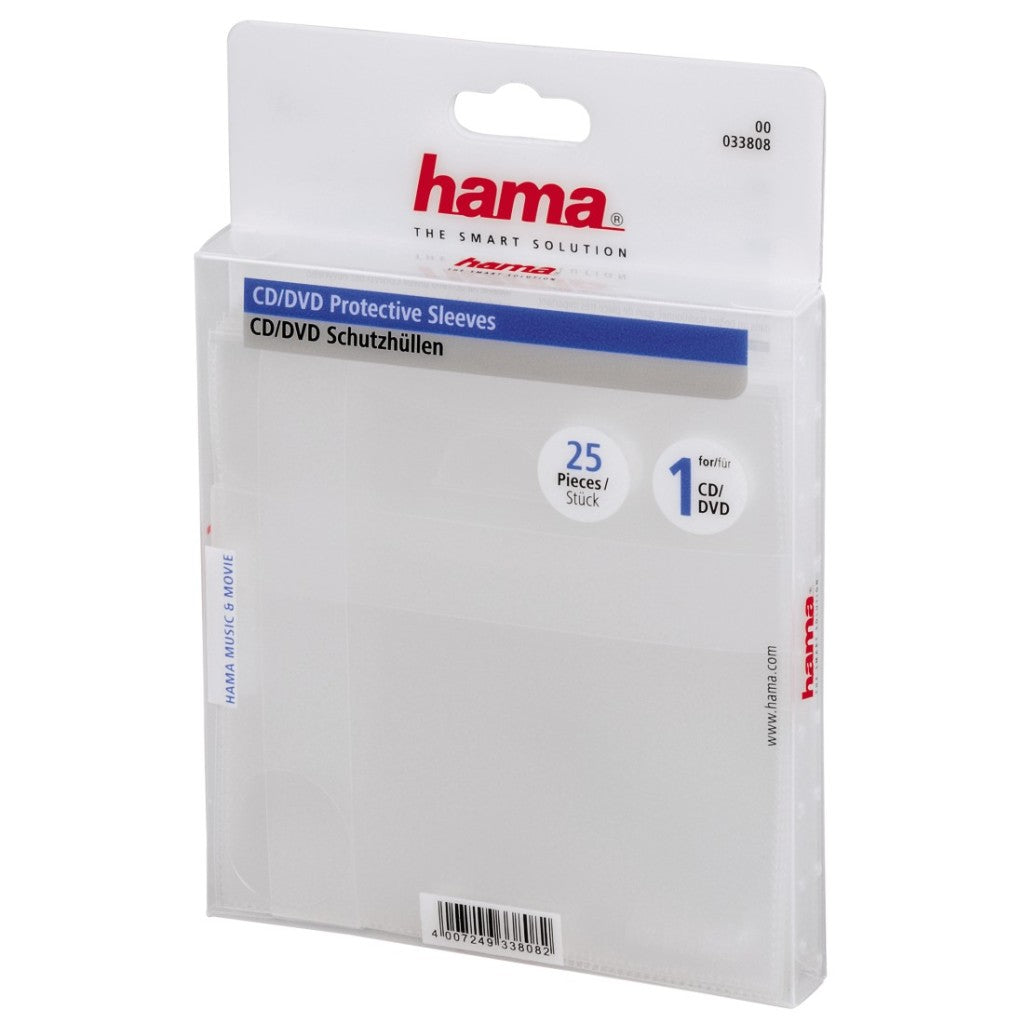 HAMA CD DVD Paper Sleeves 25-Pack Transparent