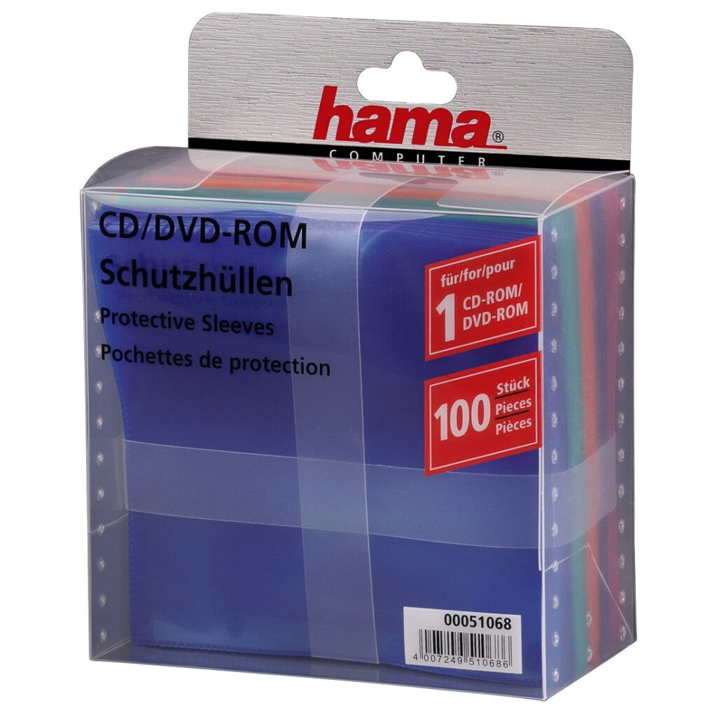 Hama cd dvd blu-ray pp sleeves 100-pack multi kleur