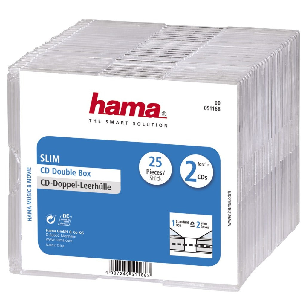 Hama cd slim dubbel jewel case 25-pack