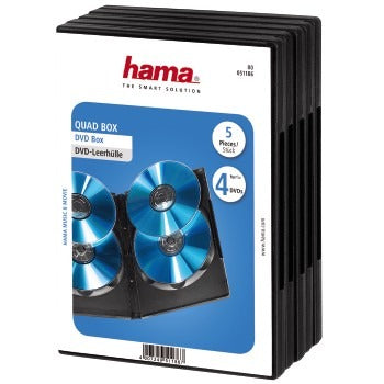 Hama dvd quad box 4dvd zwart 5pak