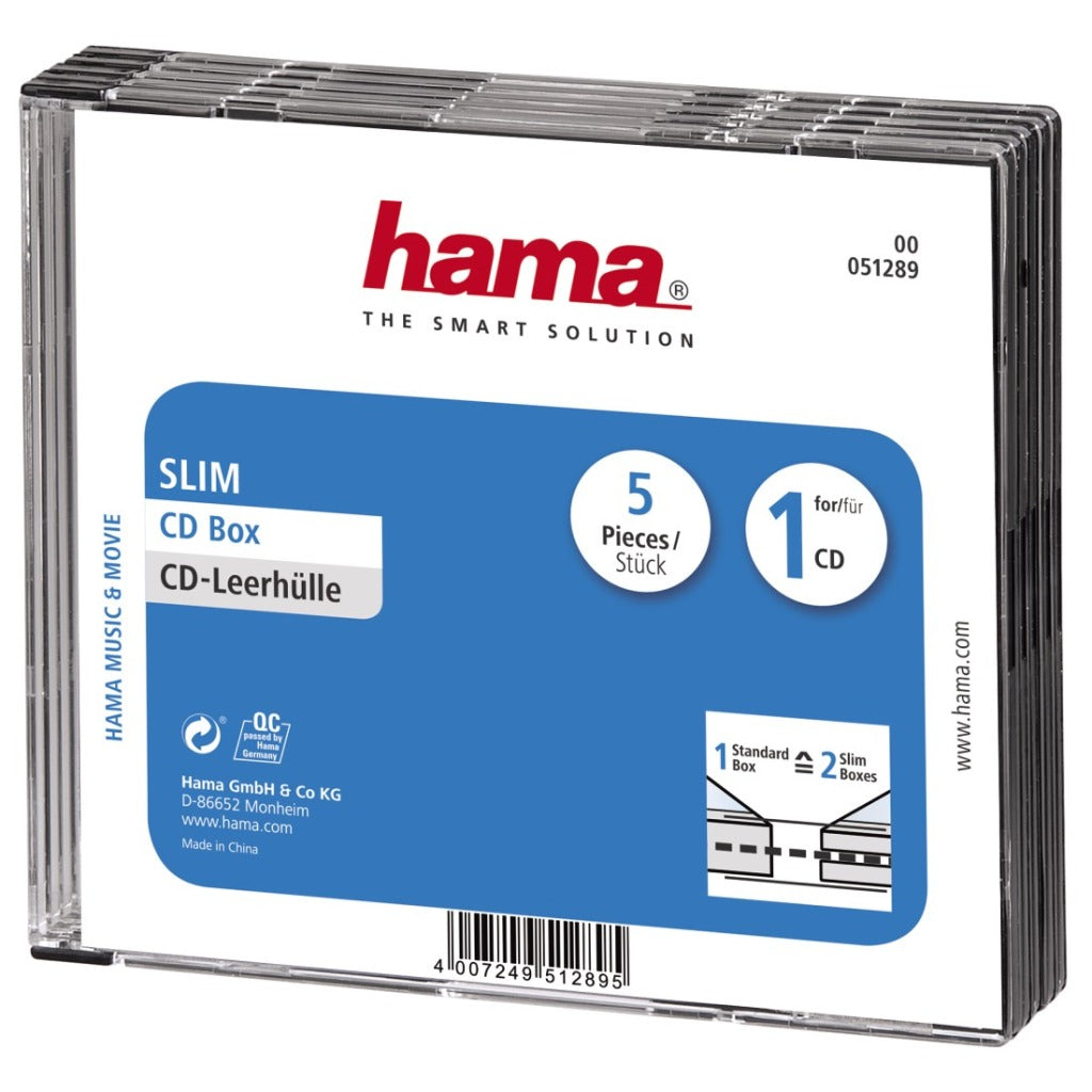 HAMA CD Box Slim 5-Pack Transparent noir