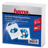 HAMA CD DVD Protection Sleeves Paper White 100 stykker