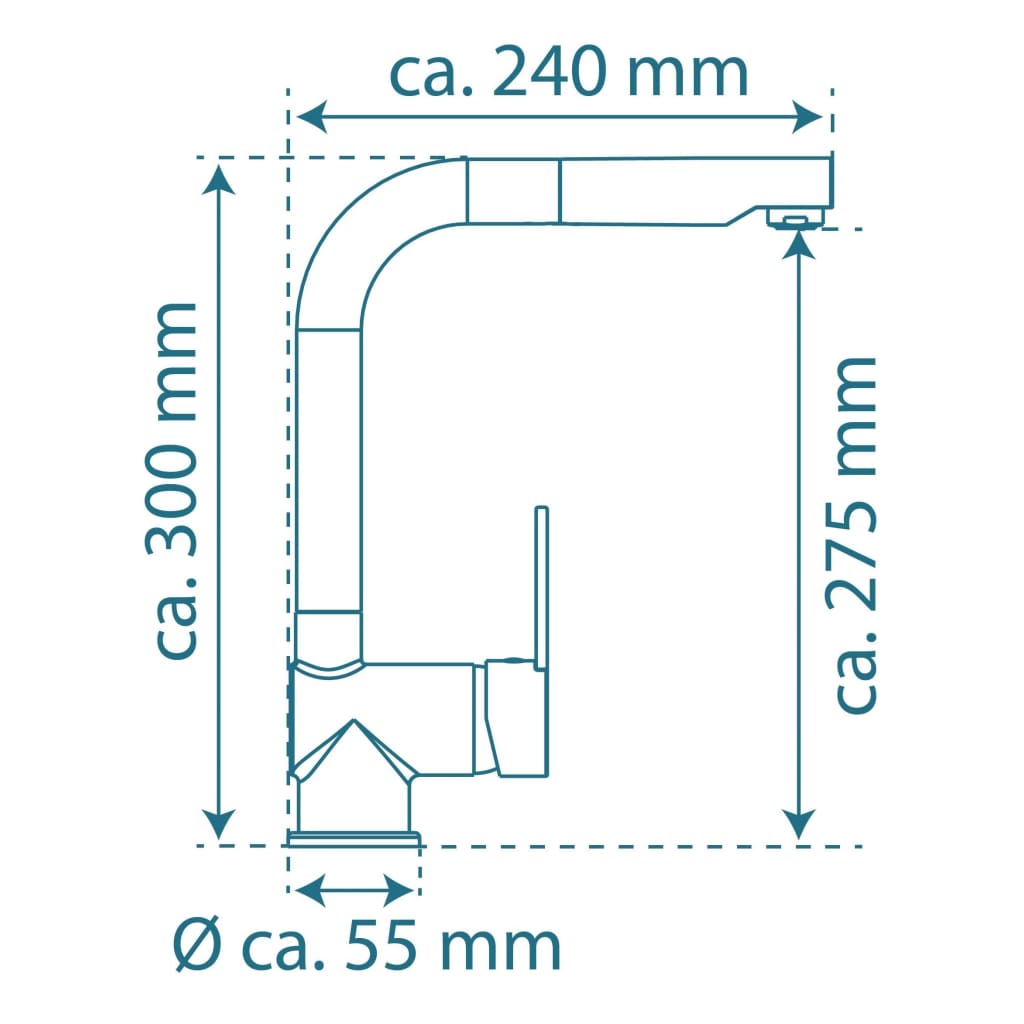 Schütte Schütte Eenknops mezclador con una boquilla de Matgraphite de Londres extensible