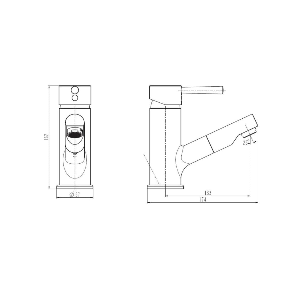 Mixer de lavabo Schütte Schütte avec Spout Cornwall extensible