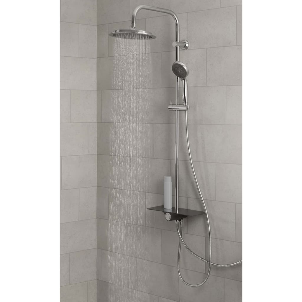 Schütte schütte et douche de pluie avec plateau aquastar anthracite chromé de couleur chromée