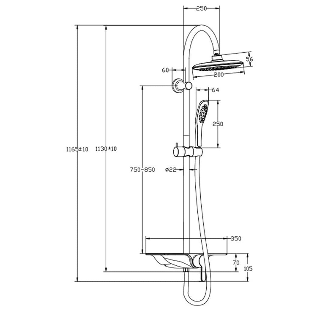 Schütte Schütte Rain Shower con grifo y vía fluvial de meseta