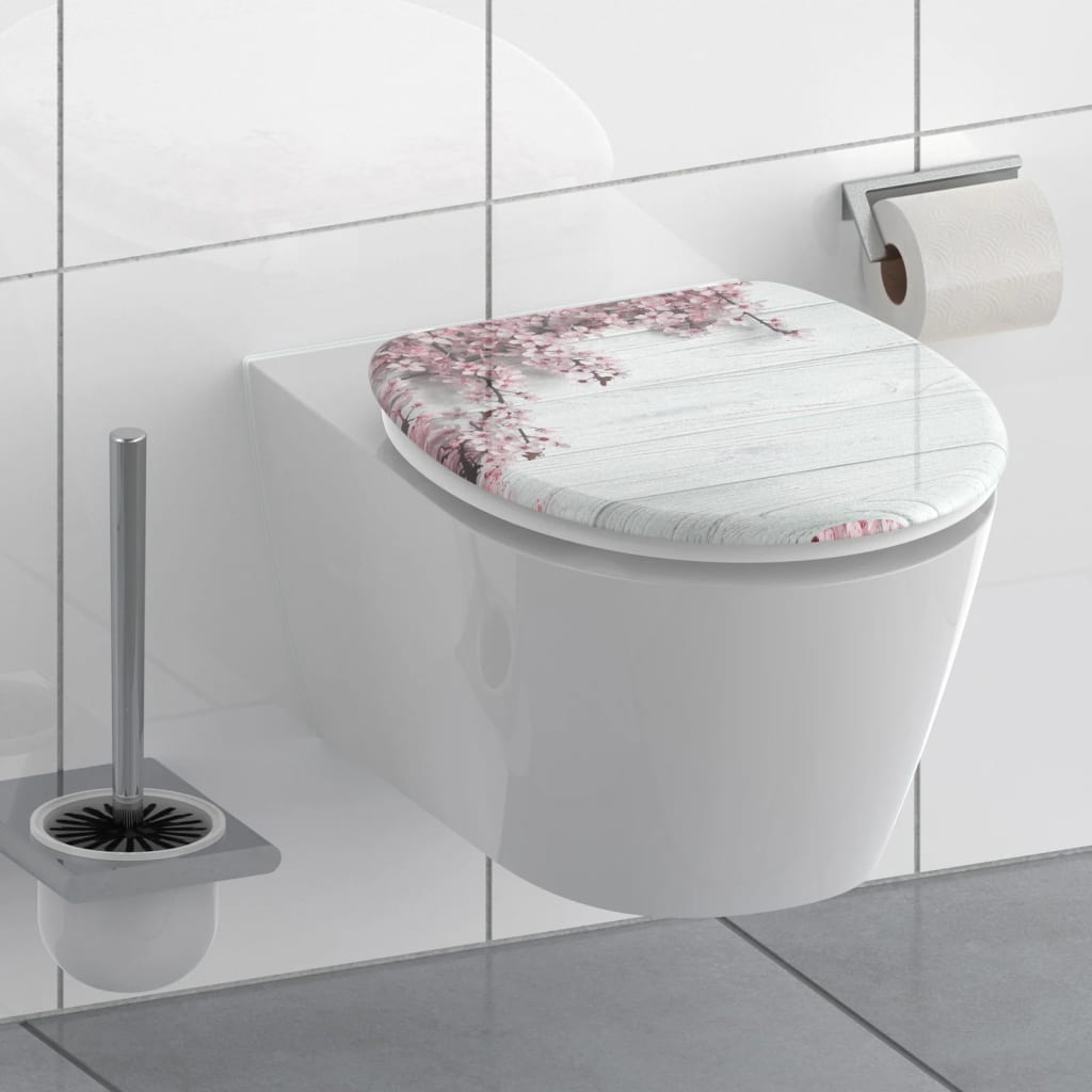 Schütte Schütte Toilet Souge avec des fleurs à fermer en bois