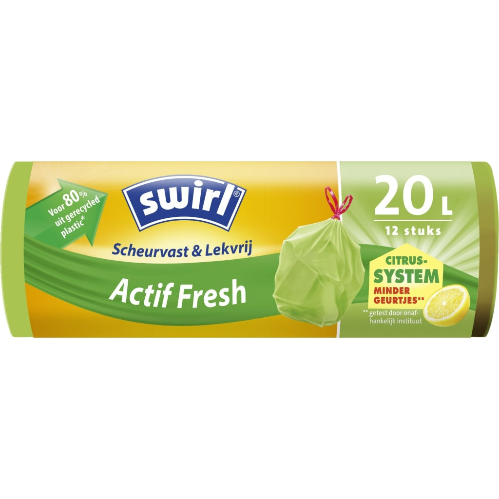 Swirl Swirl ACtif Binzaks à pédale frais avec parfum de citron 20l 12 pièces