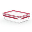Emsa n1041100 clip and close glazen vershoudbewaarbakje 2l 11.8x6.9 cm 19.7x8 cm rood
