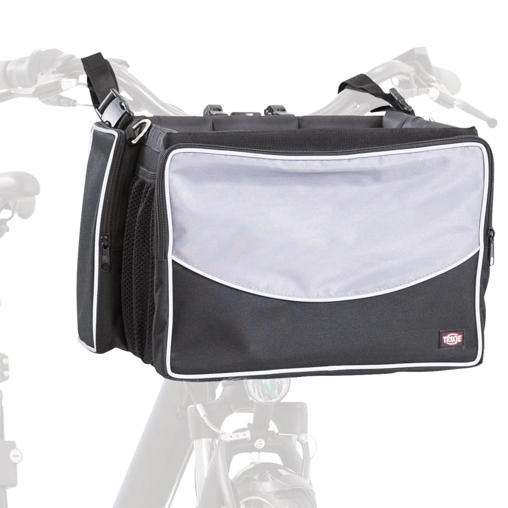 Trixie bicycle basket for steering nylon black gray