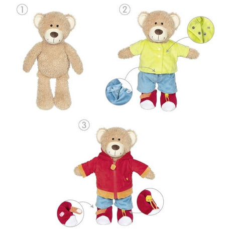 Goki aankleedpuzzel teddybeer houten speelgoed puzzel.