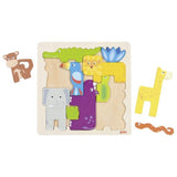 Goki houten puzzel safari. 21x21 cm. 11 delig