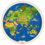 Goki puzzel rond wereld. 2 zijdig. 57 delig.