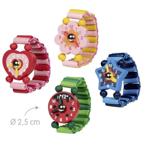 Houten horloge met elastische band en be | 8 stuks