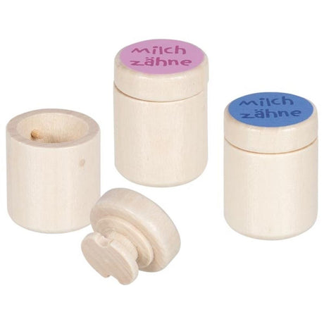 Houten melk tanden doos. 3,5x4,5 cm. | 12 stuks