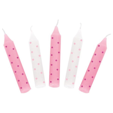 Set verjaardagskaarsen, roze stippen. 1,