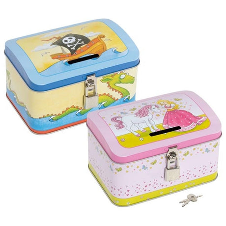 Spaarpot piraat en prinses. 14,2x10x8,8 | 2 stuks