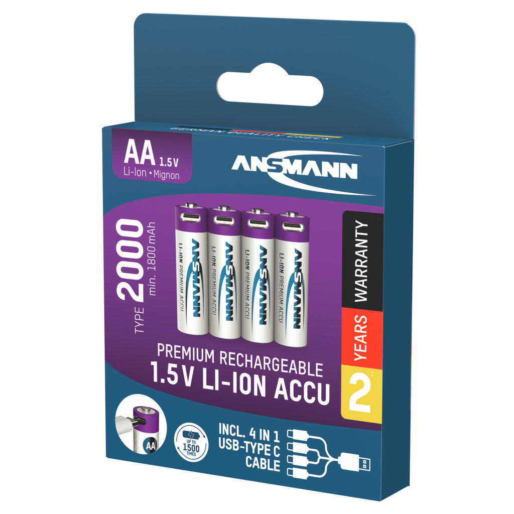 Ansmann rechargeable BAT AA and USB-C