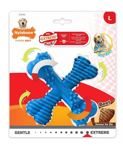 Nylabone Extreme Chew X-Bone goveje modro