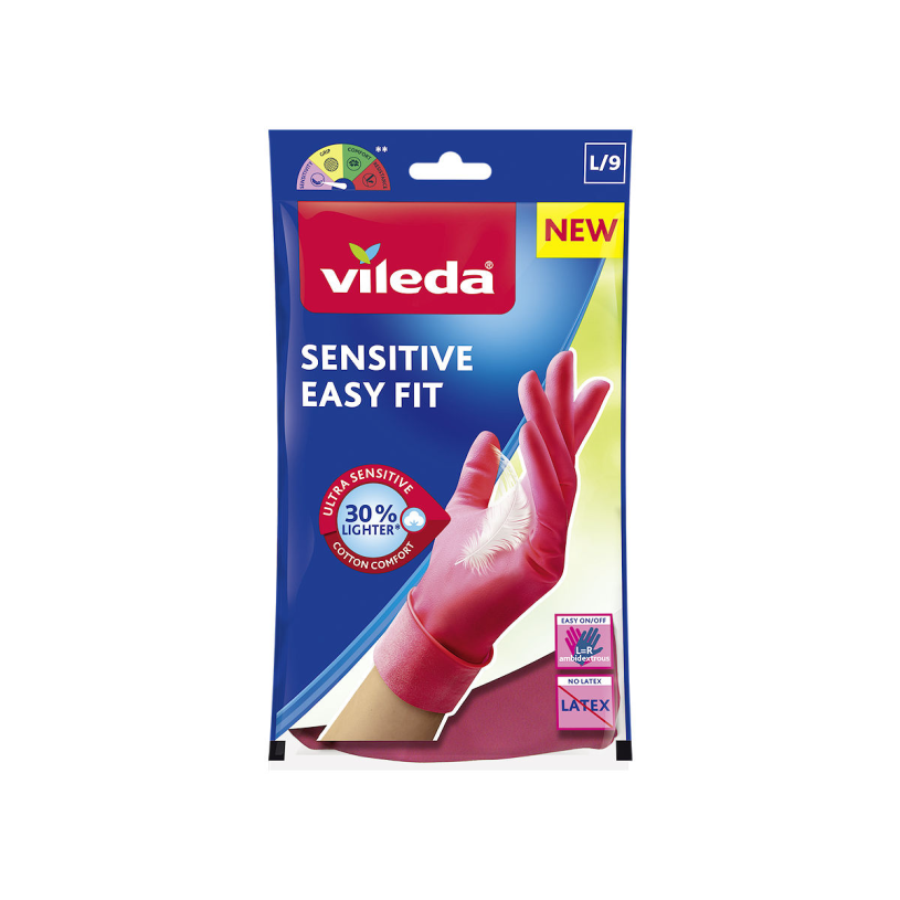 Vileda huishoudhandschoen sensitive easy fit - l