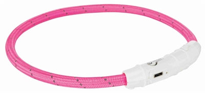 Collier de collier Trixie Cold de lumière de la lumière USB TPU Nylon rose