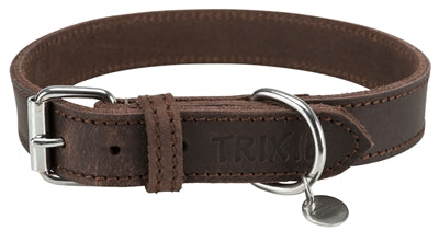 Trixie Collar chien rustique gras en cuir foncé marron foncé