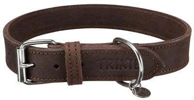 Trixie Collar Dog rustikální tuk kůže tmavě hnědá