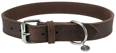 Trixie Collar chien rustique gras en cuir foncé marron foncé