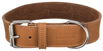 Trixie Collar Dog Rustikální tuk kožená kůže hnědá