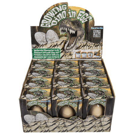 Dsp. groeiende dinosaurus in ei. 6 cm. | 12 stuks