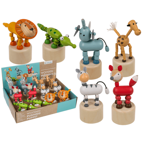 Dsp houten drukfiguren, dieren. 6 assort | 12 stuks