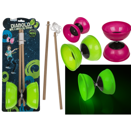 Diabolo met 2 stokjes, glow in the dark. | 2 stuks