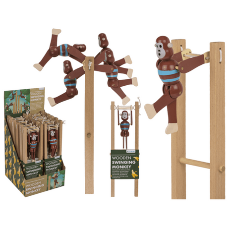 Dsp slingerende aap van hout. 7x2,2x23 c | 12 stuks