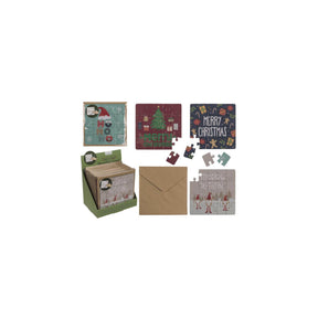 Ootb cadeaukaart puzzel kerst met envelop 20pcs 4 assorti