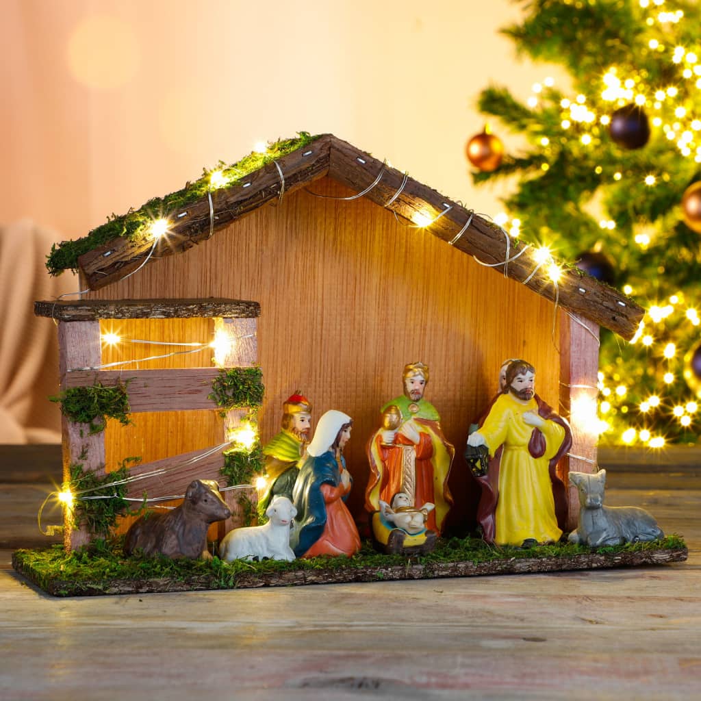 Hej hej nativity scen med LED -belysning