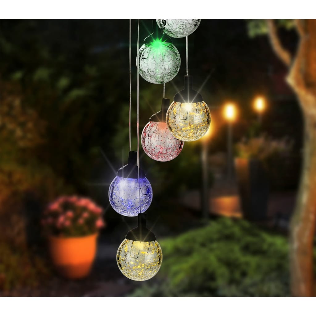 Hi hi Decorative Lamp Solar LED 6 Birnen Crackelé Glas